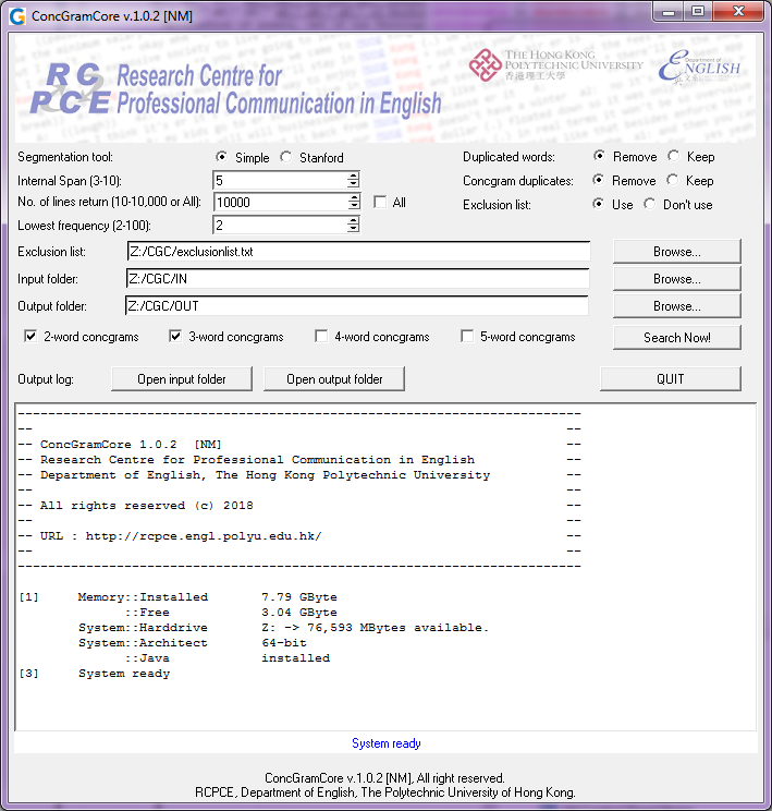 ConcGramCore Screen